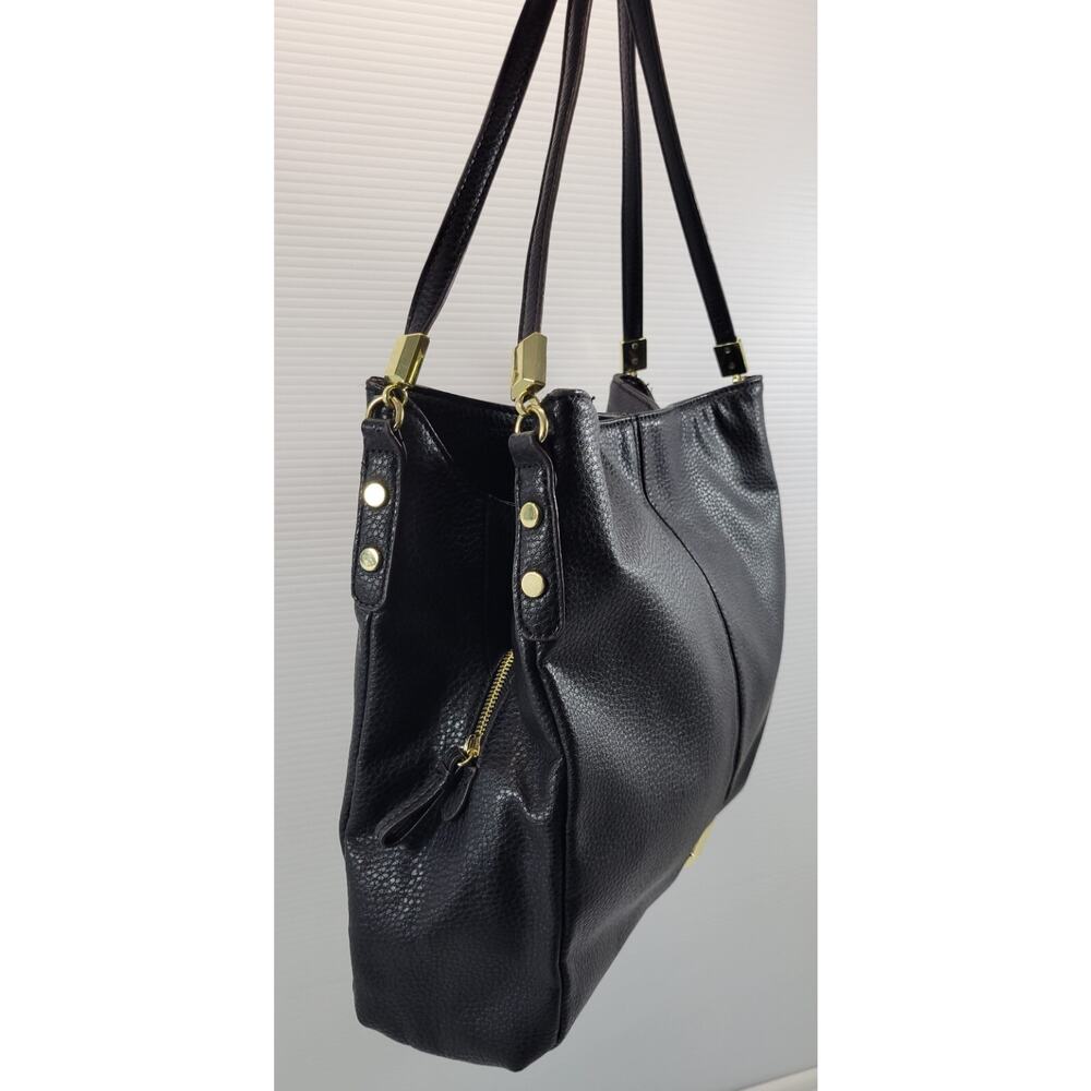 *Z1) Anne Klein Black Faux Pebble Leather Shoulder Tote Hand Bag Purse - Picture 8 of 16